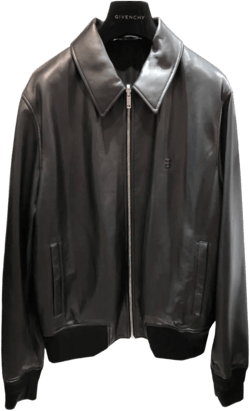 Reversible Leather Bomber Jacket In Black