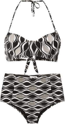 high-waisted hardware-detail bikini set