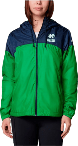 Women's Navy/green Notre Dame Fighting Irish Flash Forward Full-zip Hoodie Windbreaker Jacket In Navy,green