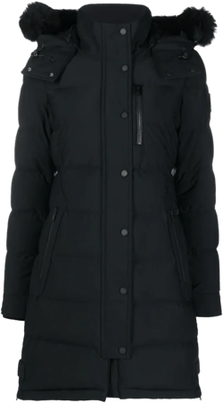 Watershed Hooded Parka Coat In Black