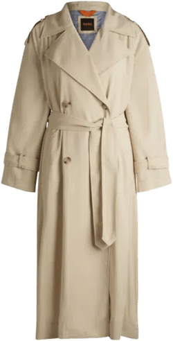 Loose-fit Trench Coat With Belt In Beige