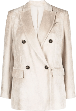 Fluid Corduroy Tailored Blazer Jacket In White
