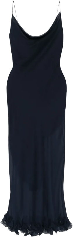 ruffle-trim chiffon maxi dress