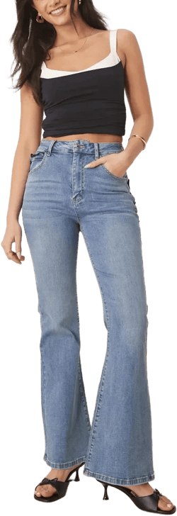 Flared Scallop Jeans In Blue
