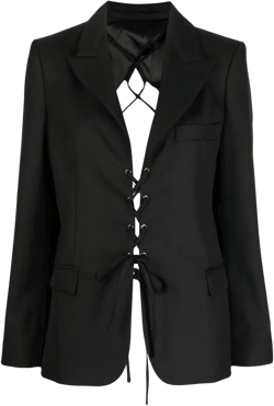 Laced Open Back Tailored Blazer In Black