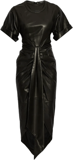 leather midi dress