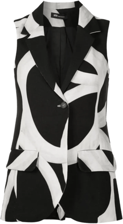 Geometric-print Sleeveless Blazer In White