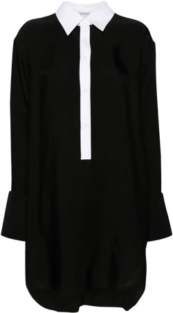 detachable-collar midi shirt dress