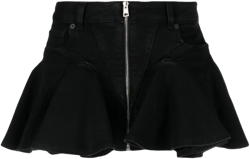 flared denim miniskirt