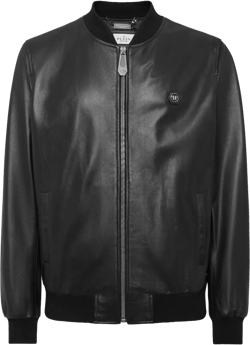 Skull-motif leather jacket