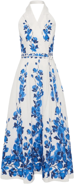floral-motif midi dress