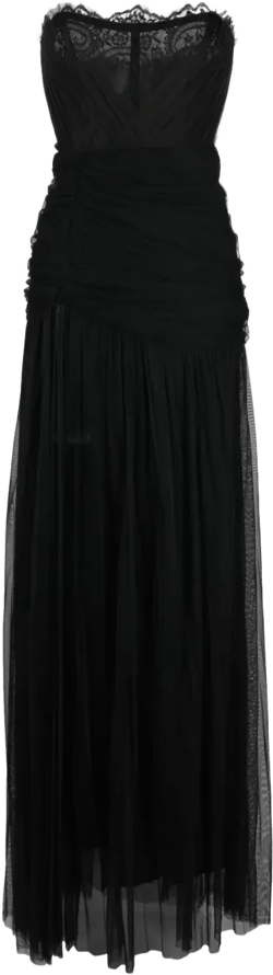 corset-style draped maxi dress