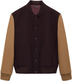 Men's Two-tone Bomber Jacket In Maroon
