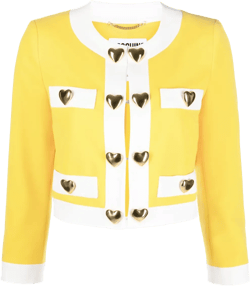 Women's Heart Buttons Crepe Jacket In Yellow