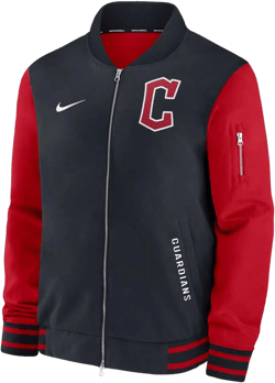 Men's Navy/red Cleveland Guardians Authentic Collection Dugout Full-zip Bomber Jacket In Navy,red