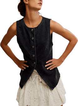 Free People Women's Aimee Vest Medium Black