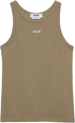 logo-embroidered ribbed tank top 