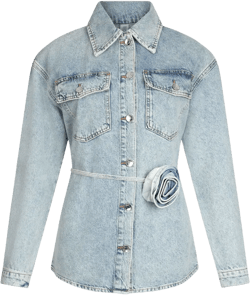 floral-appliqué denim jacket