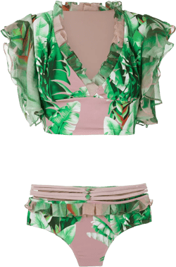 printed crop top bikini set