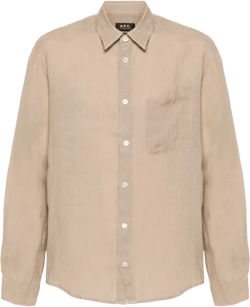 logo-embroidered linen shirt