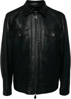 two-way zip leather jacket