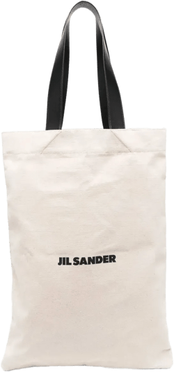 logo-print linen tote bag