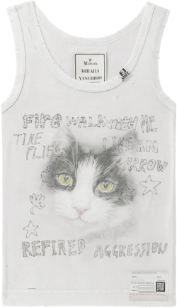 cat-print tank top