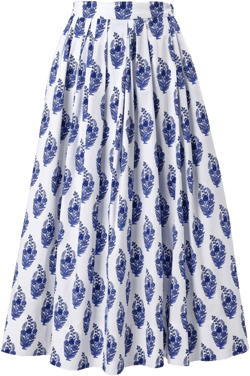 Floral Block-print midi skirt