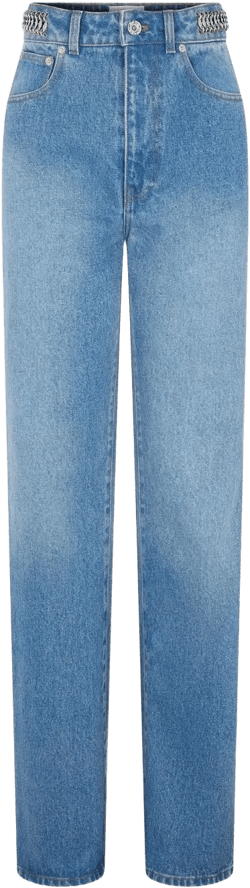 chain-embellished straight-leg jeans