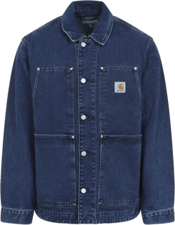 Logo Double Front Denim Jacket In Blue