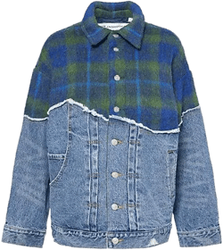 Levi's Women's Blue Levi's X Adsb Andersson Bell Spliced Trucker Knitted-Panel Relaxed-Fit Denim Jacket