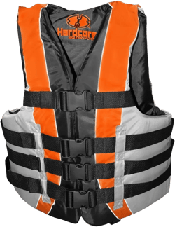 High-Performance Hardcore Adult Life Vest | USCG Approved Safety Flotation Device | Fully Enclosed and Designed for Max Visibility Neon Orange 4X/6X