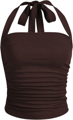 SOLY HUX Women's Ruched Halter Y2K Crop Tops Tie Back Sleeveless Slim Fit Cami Tops