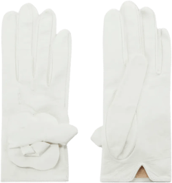 floral-appliqué leather gloves