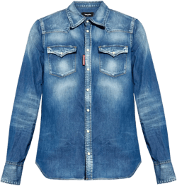 Western ripped-detail denim shirt 