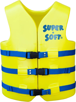 TRC Recreation Super Soft Adult Size Medium Life Jacket USCG Approved Vinyl Coated Foam Swim Vest for Swimming Accessories and Beach Gear, Yellow