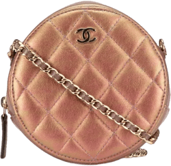 2020 Quilted Iridescent Lambskin Round Clutch With Chain crossbody bag