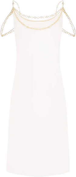 chain-straps silk midi dress