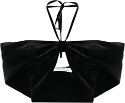 velvet-effect halterneck cropped top