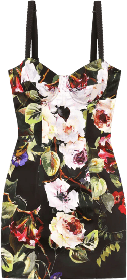 floral-print corset dress