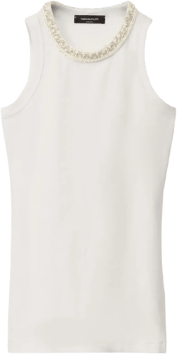 embroidered-neck tank top