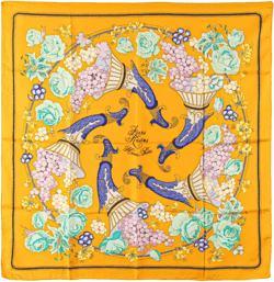 20th Century Fleurs et Raisins Matsuzakaya Silk Scarf scarves