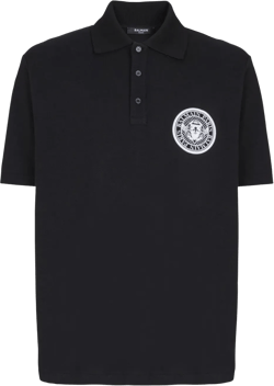 Coin-print cotton polo shirt