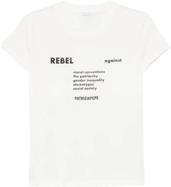 raised-text T-shirt