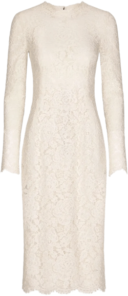 floral-lace long-sleeve midi dress