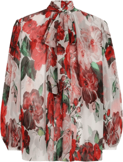 Rose-print chiffon blouse 