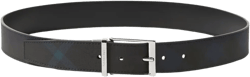 London check leather belt 