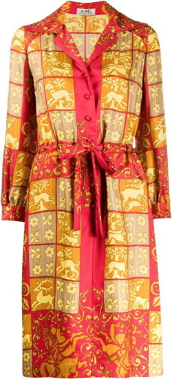 1980s silk printed shirt dress