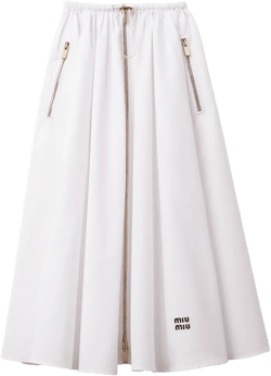 logo-embroidered pleated cotton skirt