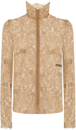 sheer-lace high-neck blouse